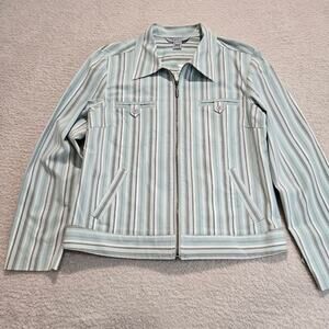 Mac & Jac Striped Zip-up Jacket Women's Size 14 NWOT
